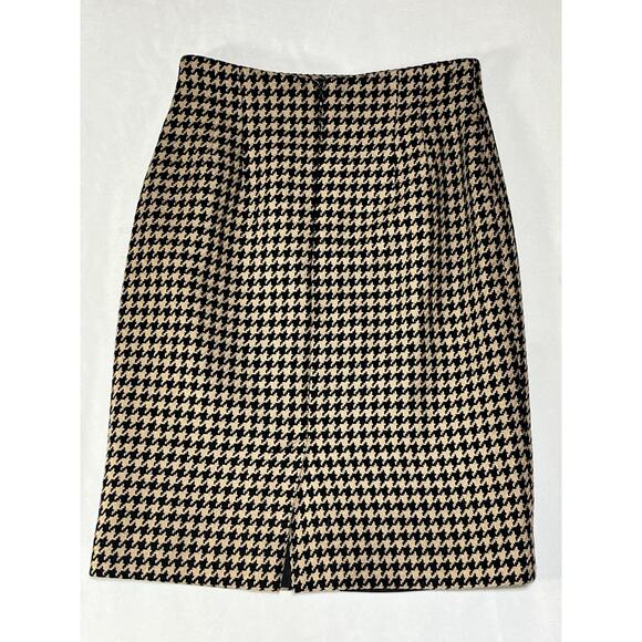 VTG Jones New York Petite Wool Pencil Skirt Houndstooth 6P Tan Black Career Work - Picture 2 of 8